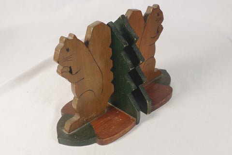 Cute Wooden Squirrel Bookends