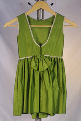 Stunning Girls' Homemade Green Embroidered Gardenia Dress - Sz 4