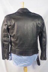 Rugged Black Leather Rider Jacket - Size 38