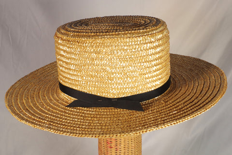 Gorgeous Ribboned Amish Straw Hat - Sz 7 3/8