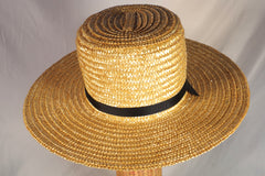 Gorgeous Ribboned Amish Straw Hat - Sz 7 3/8