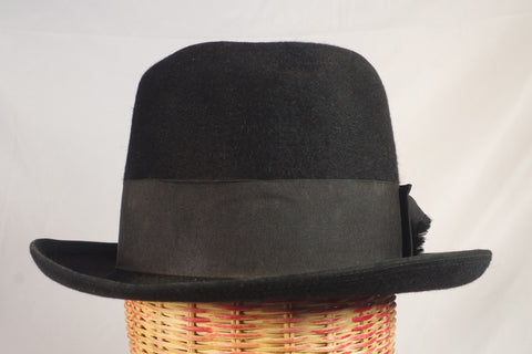 Vintage John B. Stetson Black Homburg - Sz 7 1/8