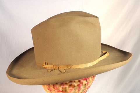 Vintage Tan Felt Western Hat - Sz 7