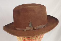 Classic Vintage Chocolate Brown Fedora - Sz 7