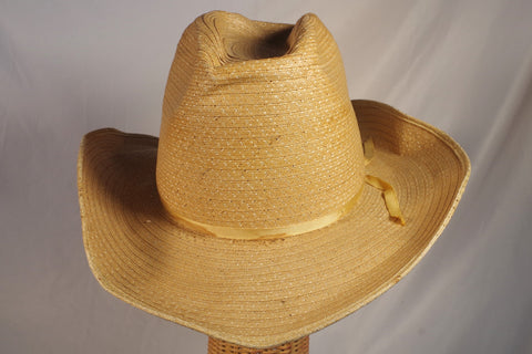 Snazzy Western Wide-Brimmed Straw Hat - Sz 7 1/2