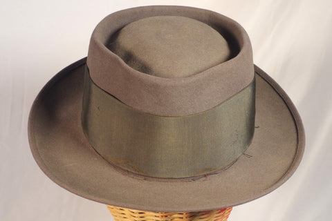 Gorgeous Vintage Knox Gray Porkpie Hat - Sz 7 1/8