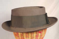 Gorgeous Vintage Knox Gray Porkpie Hat - Sz 7 1/8