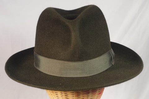 Vintage Borsalino Dark Green Traveller Fedora - Sz 7 1/2