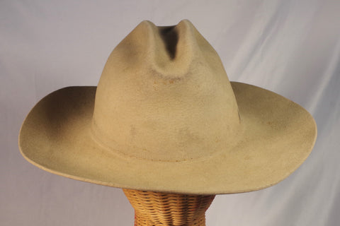 Vintage Cream Felt Western Hat - Sz 7 1/4