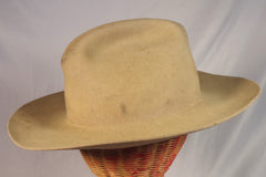 Vintage Cream Felt Western Hat - Sz 7 1/4