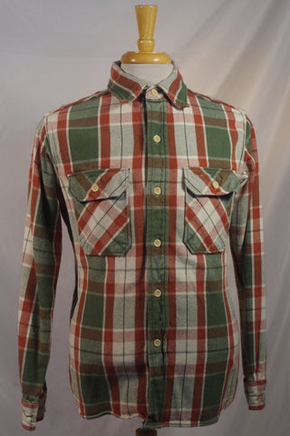 Heavy Duty Warehouse Wash & Wear Plaid Cotton Button-Down Shirt - Sz XL (17-17.5)