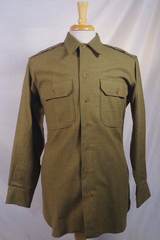 Pristine 1942 Military Olive Green Uniform Shirt - Sz 16 - 33