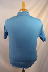 Gorgeous 1960s Ban Lon Fairmont Sky Blue Nylon Shirt - Sz L