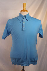 Gorgeous 1960s Ban Lon Fairmont Sky Blue Nylon Shirt - Sz L