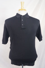 Stunning Ban Lon Fashioned Rapallo Black Nylon Collared Shirt - Sz L