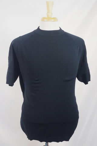 Sleek Ban Lon Puritan Black Nylon Knit Shirt - Sz L