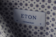 Stunning Eton Contemporary Geometric Dotted Dress Shirt - Sz 18 (46)