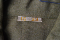 Pristine 1942 Military Olive Green Uniform Shirt - Sz 16 - 33