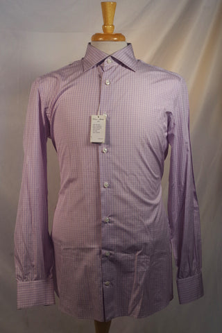 Stunning Cesare Attolini Napoli Plaid Lilac Dress Shirt - Sz 17 (43)