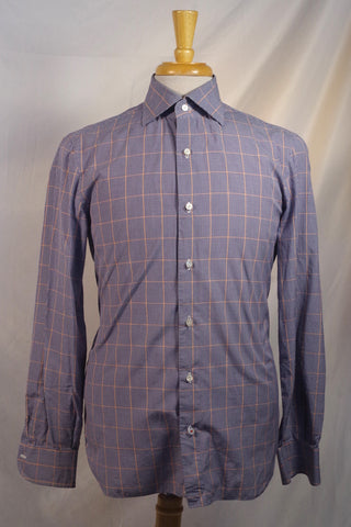 Bold Isaia Napoli Blue Plaid Dress Shirt - Sz 15.5 (39)