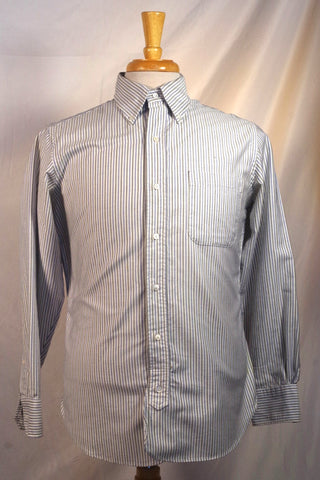 Elegant Brooks Brothers Black Fleece Blue Striped Oxford Dress Shirt - Sz 15 (BB0)