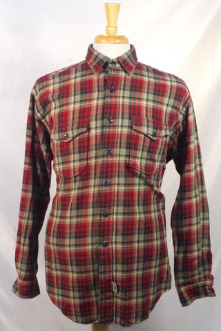 Rugged RRL Plaid Cotton Button-Down Shirt - Sz L