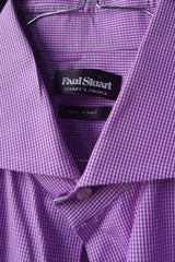 Sharp Paul Stuart Purple Checked Dress Shirt - Sz 17