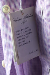 Stunning Cesare Attolini Napoli Plaid Lilac Dress Shirt - Sz 17 (43)