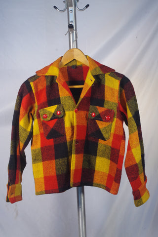 Vivid Vintage Plaid Child's Wool Shirt Jacket - Sz ~ 16