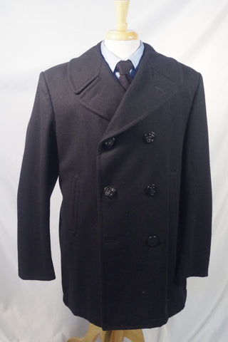 Gorgeous Post WWII Black Wool Peacoat - Sz 44R