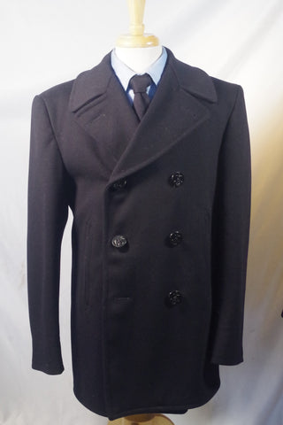 Early 1950s Wool Navy Peacoat - Sz 40