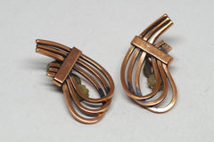 Gorgeous Swirly Mid-Century "Renoir" Copper Earrings