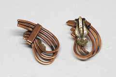 Gorgeous Swirly Mid-Century "Renoir" Copper Earrings