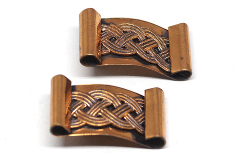 Stunning Rectangular Braided Mid-Century Copper Earrings