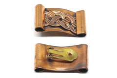 Stunning Rectangular Braided Mid-Century Copper Earrings