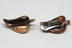 Modernist "Renoir" Copper Leaf Earrings