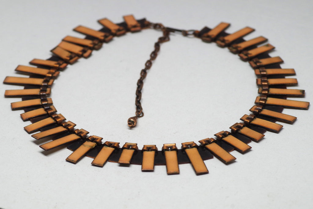 Modernist Rectangle Copper and Enamel Necklace