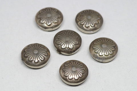 Beautiful Native American Silver Floral Button Cover Set