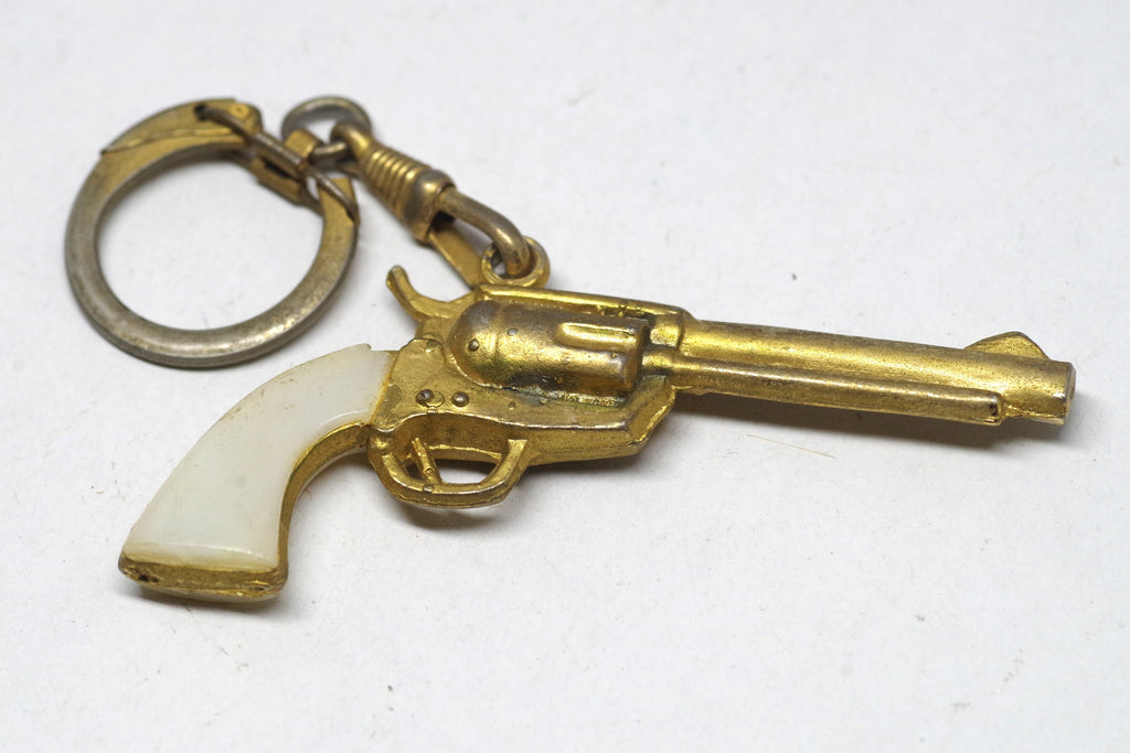 Vintage Brass Pistol Keychain