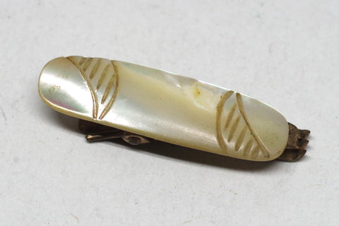 Vintage Carved Mother of Pearl Tie Clip