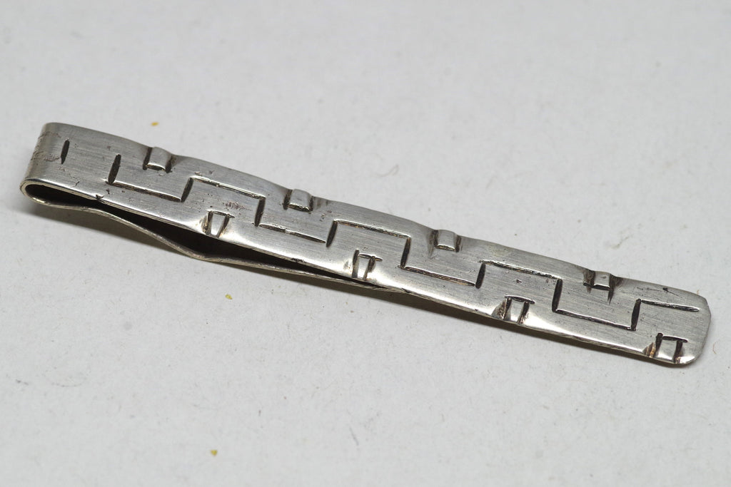 Vintage Taxco Patterned Sterling Silver Tie Bar