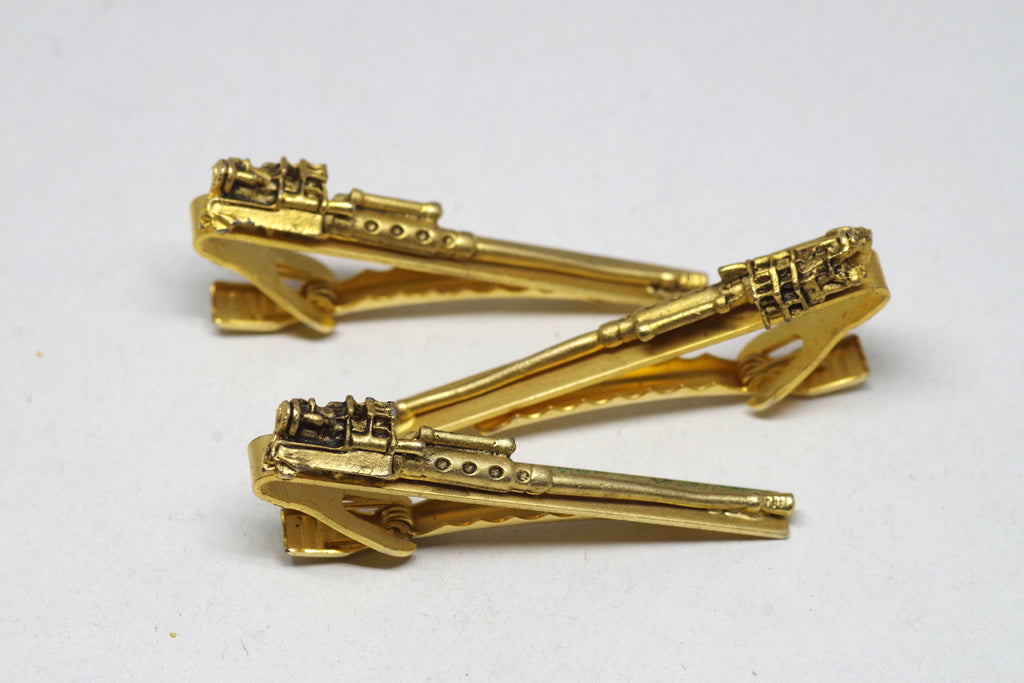 Vintage Gilted Gun Barrel Tie Clips