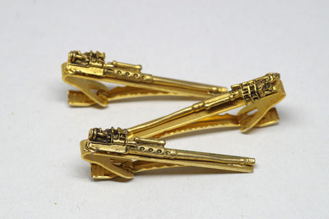 Vintage Gilted Gun Barrel Tie Clips