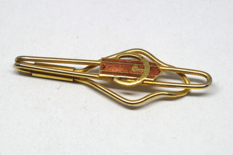 Sweet 1930s Gilt and Enamel Belt Buckle Tie Bar