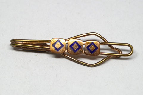 Squared Art Deco Gilt and Enamel Tie Bar