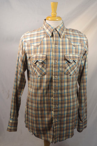 Dee Cee Plaid Western Button-Down Shirt - Sz 16