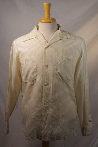 Vintage 1940s California Sheer Nylon Eggshell Shirt - Sz M