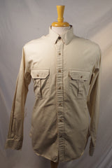 Classic 1980s Banana Republic Tan Cotton Button-Down Shirt - Sz XL