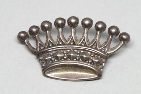 Vintage Sterling Silver Crown Pin