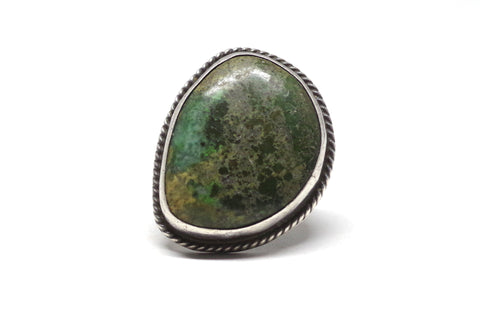 Bold Green Turquoise and Silver Ring